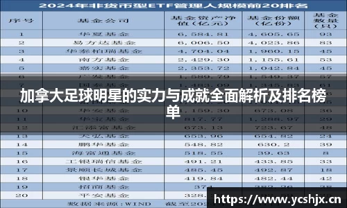 加拿大足球明星的实力与成就全面解析及排名榜单